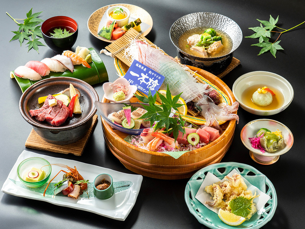 【ちょっぴり贅沢に！】透き通る☆ブランド槍イカ姿造りと黒毛和牛☆会席