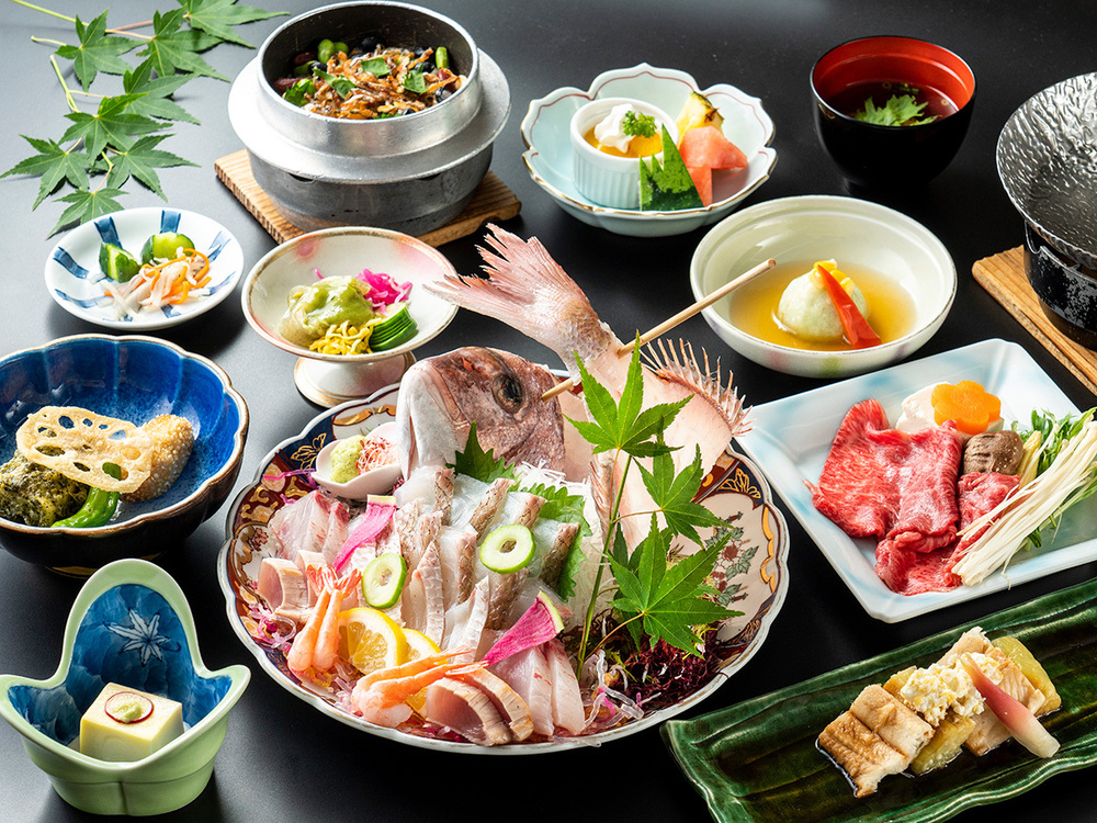 【人気No.1】新鮮鯛の姿造り・黒毛和牛！オススメ満載！華やぎ会席