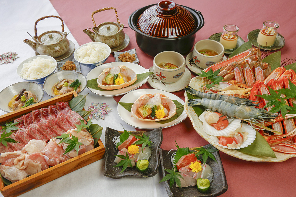 【大絶賛の囲炉裏料理】冬の味覚！カニ食べ比べ（香住ガニ＆ズワイカニ）＋但馬牛×ジビエ肉の昔懐かしい囲炉裏焼き「夕星プラン」