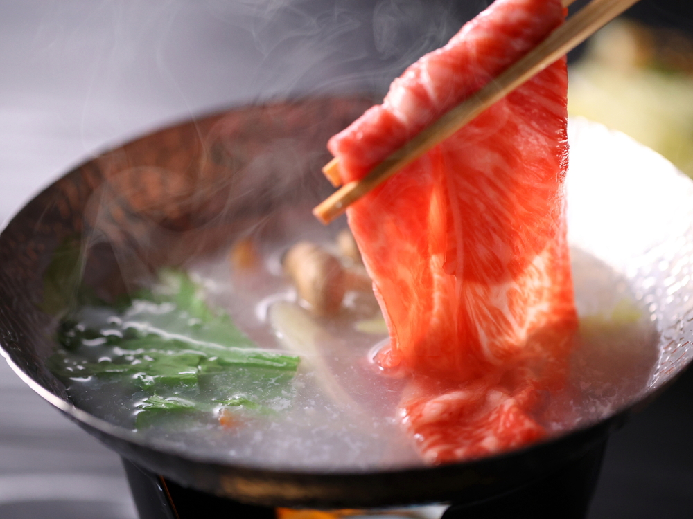 【信州ブランド肉食べ比べプラン】りんごで育った信州牛と北信州ブランド豚のしゃぶしゃぶ鍋御膳