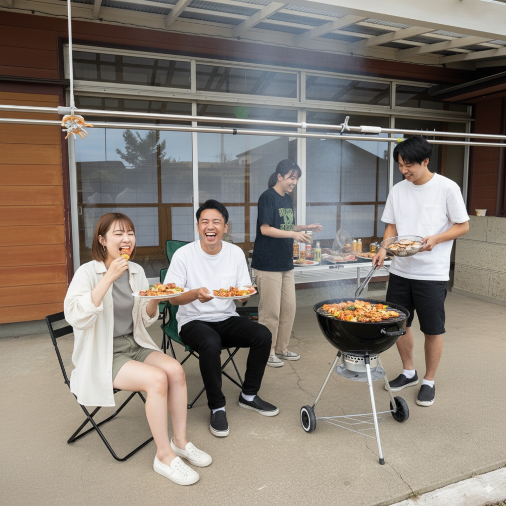 【BBQ機器付】市場の新鮮魚介を浜焼きに！雨でも楽しめる古民家ガーデンBBQステイ